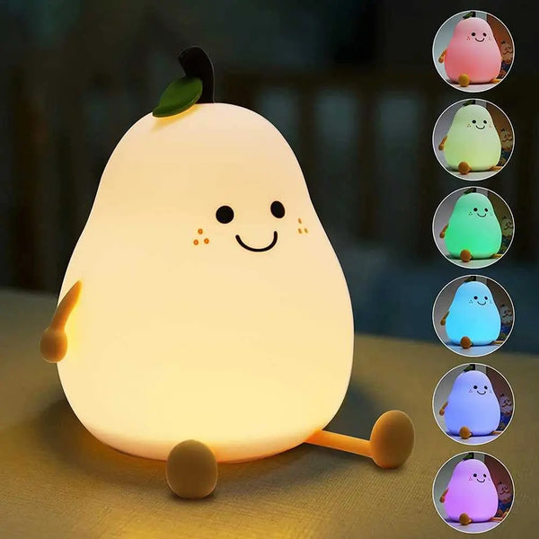 Night Lights for Kids Pear Shaped Cute Silicone Nightlight