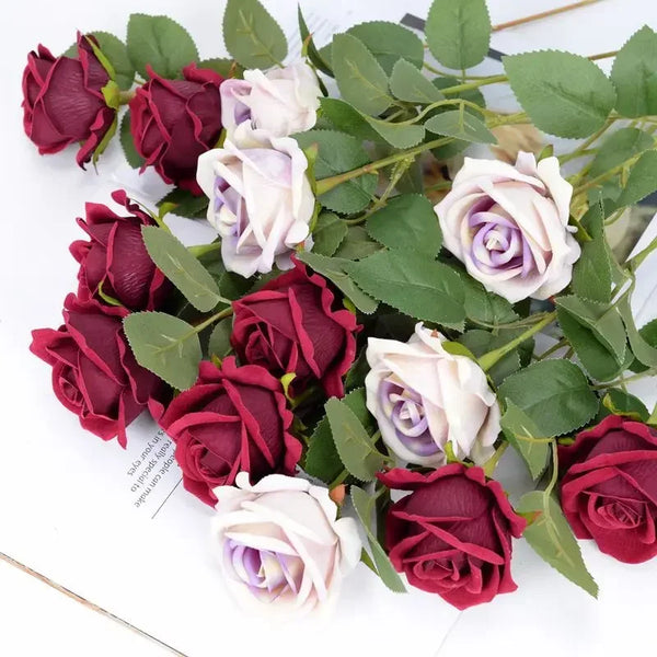 1pcs Artificial Flowers Bouquet White Red Rose